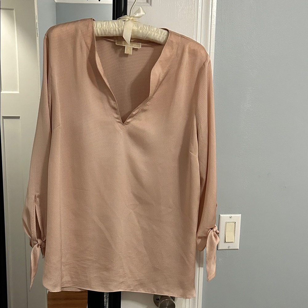 Michael Kors Blush Pink Blouse with Tie Sleeves